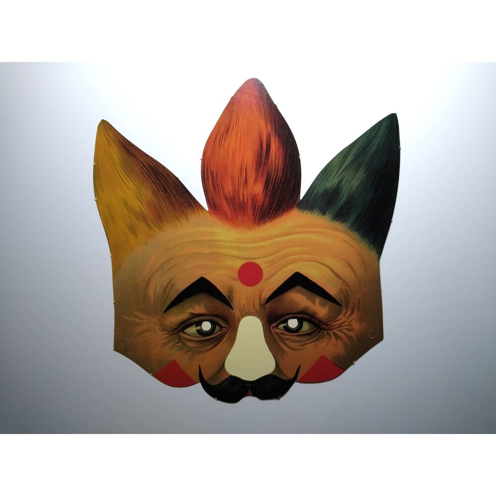 Vintage Paper Costume Mask Punk Rock Hair Clown Mustache Victorian Style Theater